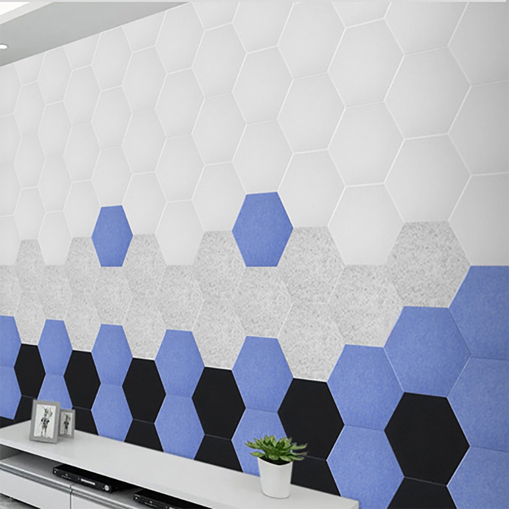 Hexagon assembly (9)a shapes panel white, black, blue living room wall decorative