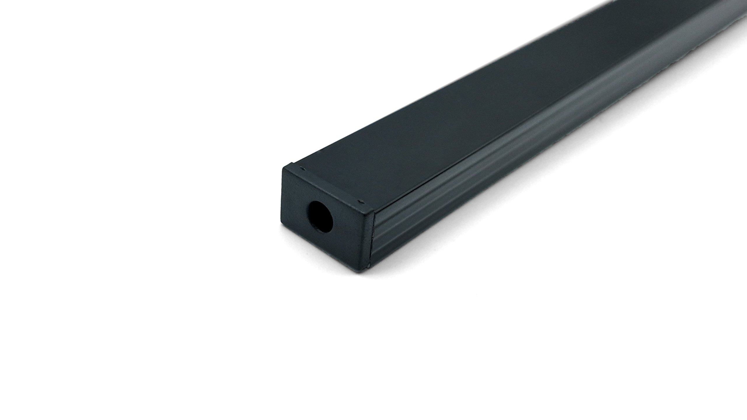a black profile with a closed side cap a black profile with a closed side cap