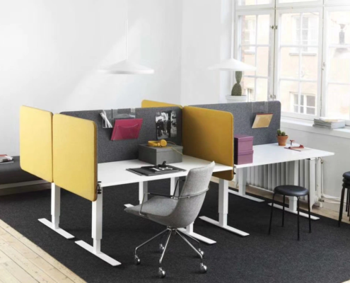 Office partition screens yellow